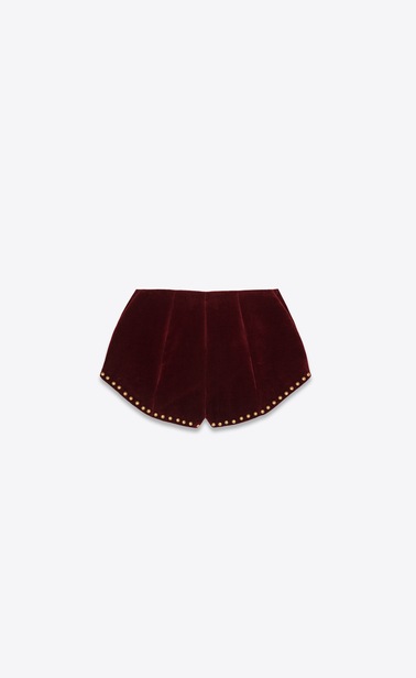 SAINT LAURENT Short Pants Woman Shorts with studs in burgundy velvet b_V4
